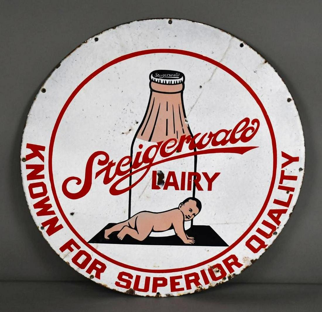Steigerwald Dairy "Know For Superior Quality" w/Logo Porcelain Sign (TAC) (1 of 4)