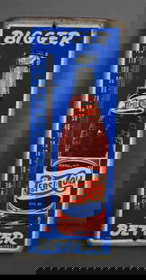 Pepsi:Cola Bigger Better w/Bottle Metal Thermometer (TAC): rated 7.25, 15"x6.5", the embossed metal sign, has light wear, dents at the mounting holes, tube is good. TAC #043913