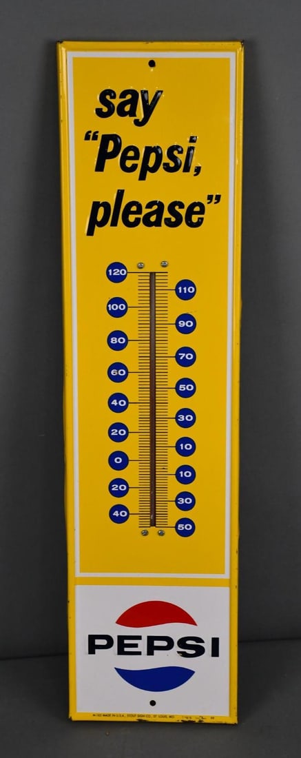 Pepsi say "Pepsi, please" w/Logo Metal Thermometer (TAC) (1 of 4)