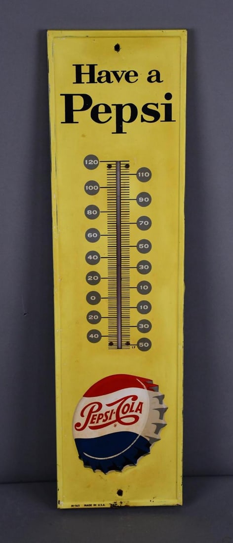 Have a Pepsi w/Bottle Cap Logo Metal Thermometer (TAC) (1 of 4)