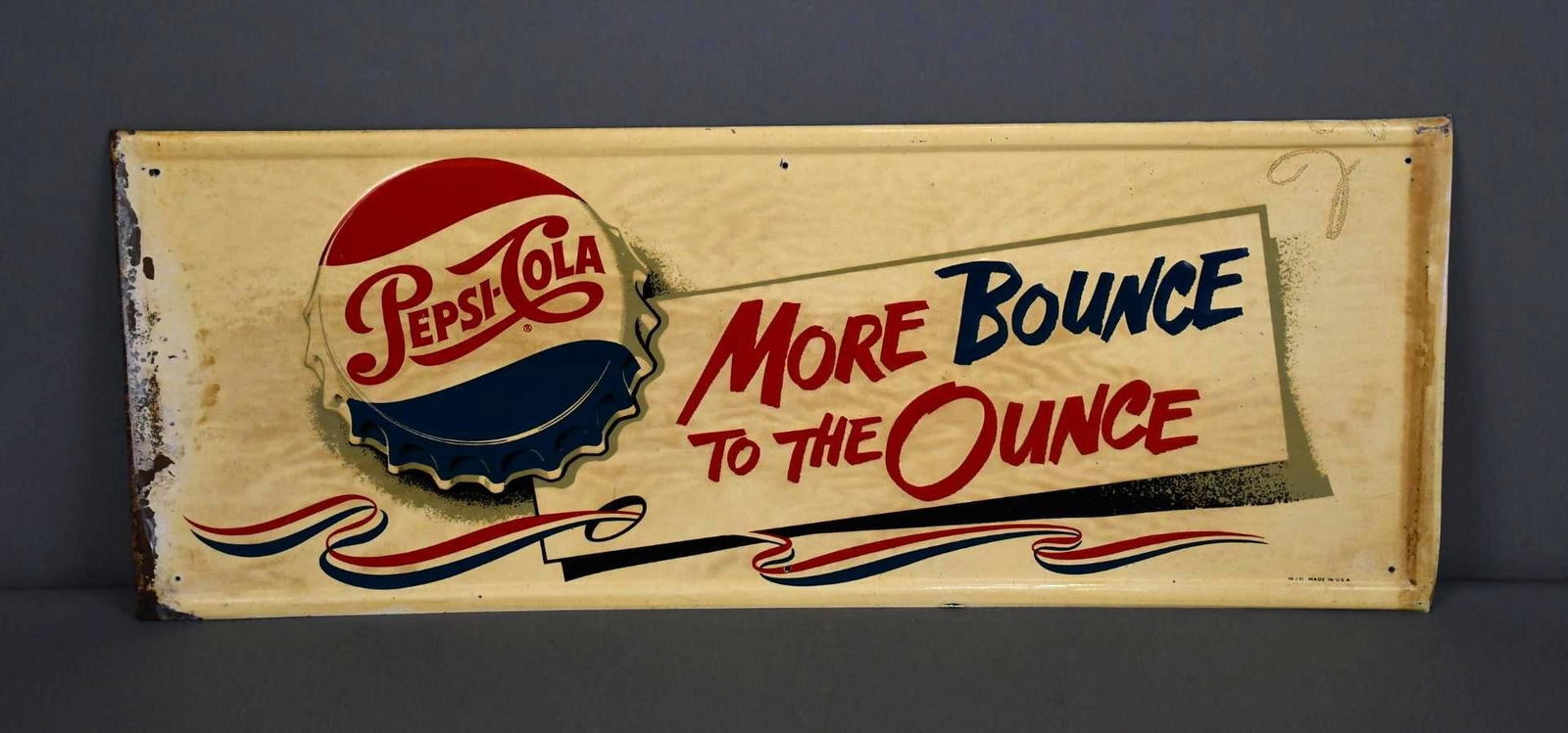 Pepsi-Cola "More Bounce To The Ounce" w/Bottle Cap Logo Metal Sign (TAC) (1 of 5)