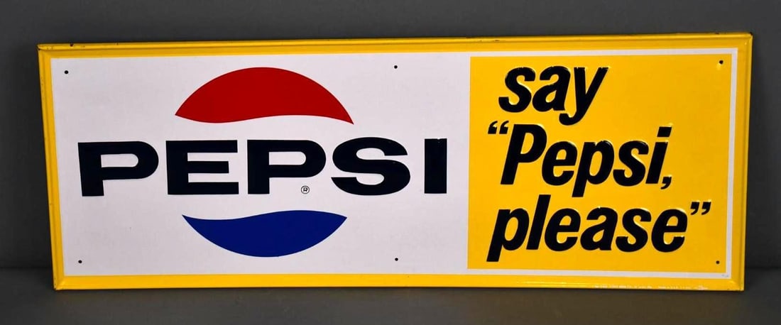 Pepsi-Cola "say pepsi please"w/Logo Metal Sign (TAC) (1 of 5)