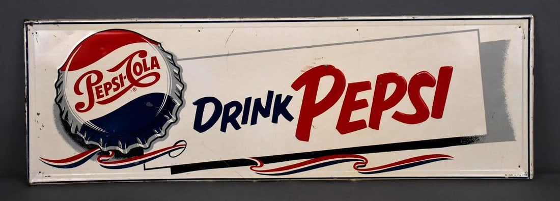 Pepsi-Cola Drink Pepsi w/Bottle Cap Logo Metal Sign (TAC) (1 of 4)