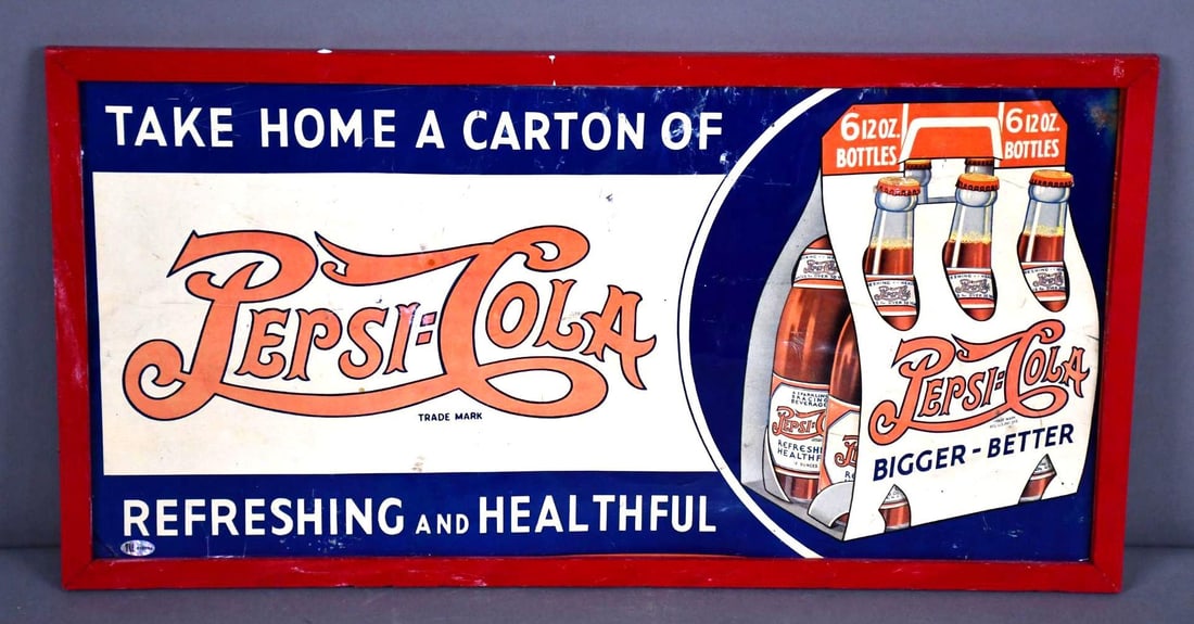 Pepsi:Cola "Take Home a Carton Of" w/Six Pack Metal Sign (TAC) (1 of 4)