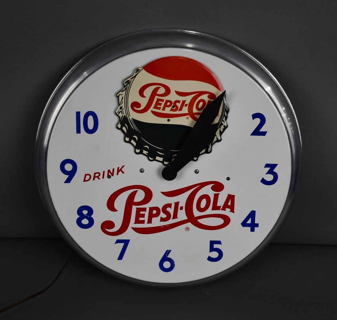 Drink Pepsi-Cola w/Rocking Bottle Cap Clock (1 of 5)