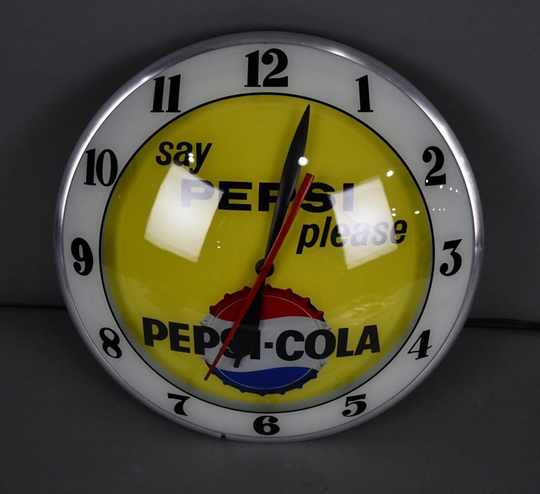 Pepsi-Cola "say pepsi please" Lighted Double-Bubble Clock (1 of 5)