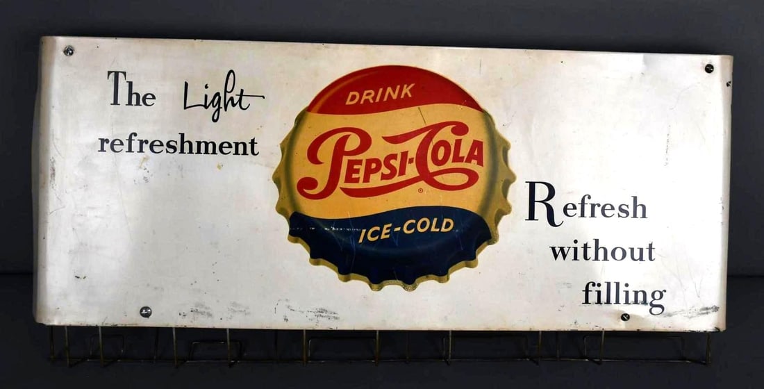 Pepsi-Cola w/Bottle Cap Logo Metal Country Store Paper Bag Holder Sign (TAC) (1 of 5)