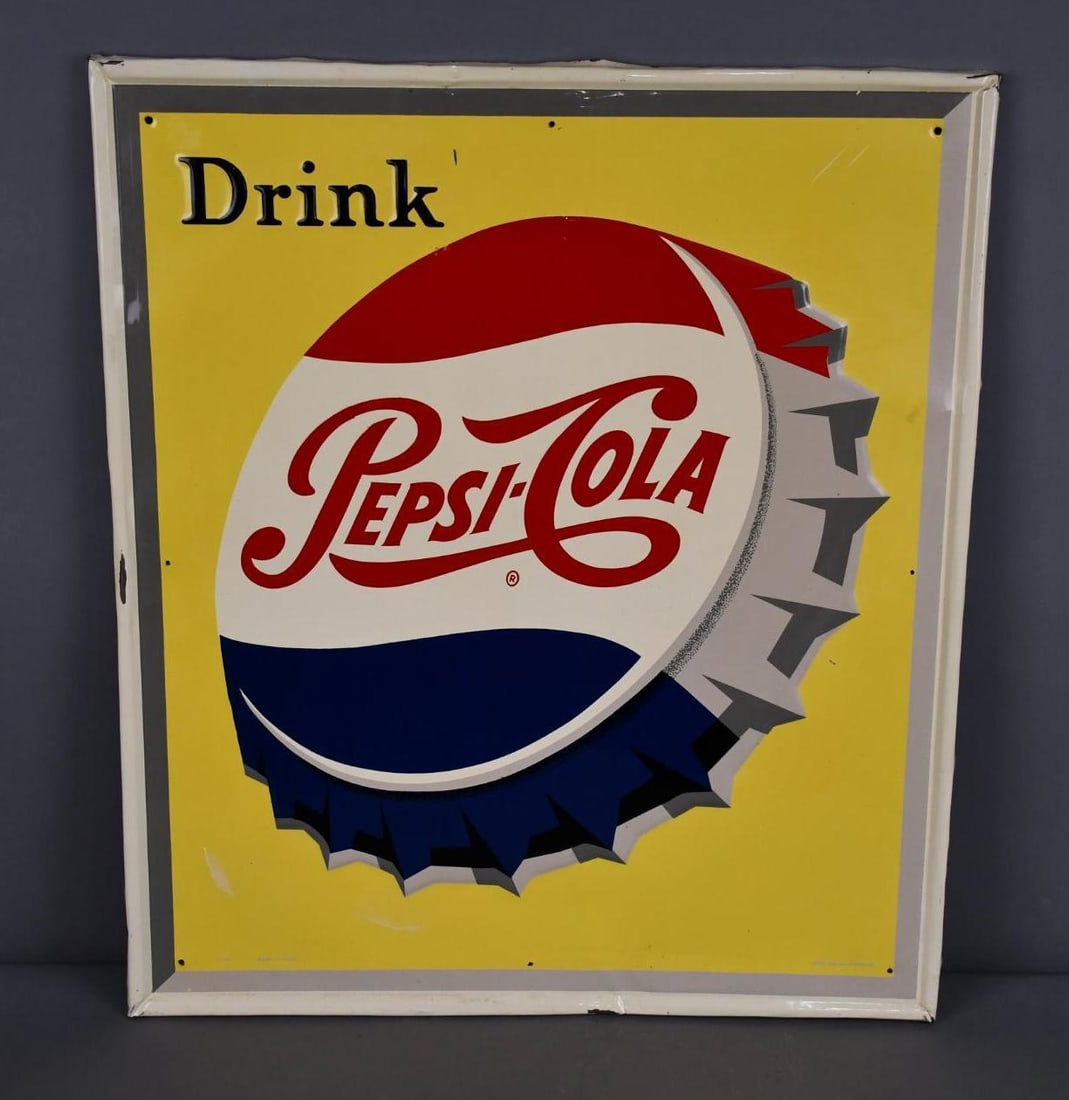 Drink Pepsi-Cola w/Bottle Cap Logo Metal Sign (TAC) (1 of 5)