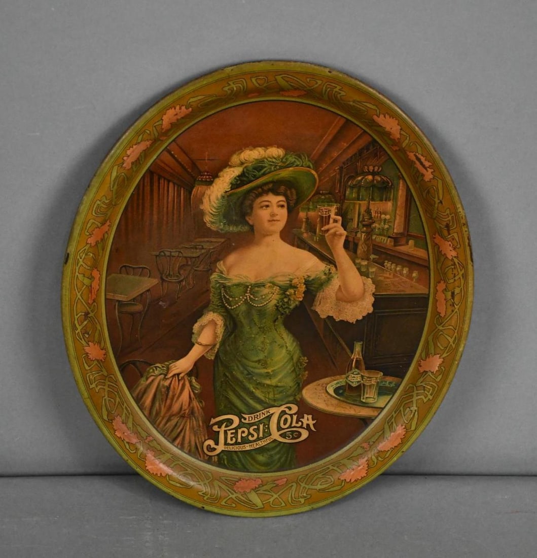 Pepsi:Cola Metal Serving Tray w/Lady at Soda Fountain (TAC) (1 of 4)