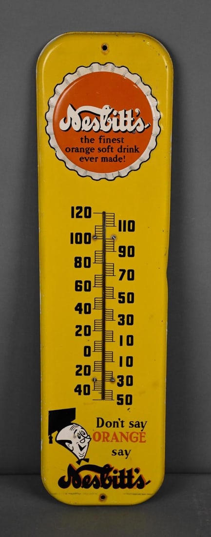 Nesbitt's "Dont Say Orange Say Nesbitt's" Metal Thermometer (TAC) (1 of 4)