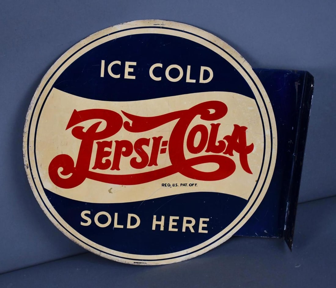 Pepsi:Cola Ice Cold Sold Here Metal Flange Sign (TAC) (1 of 4)
