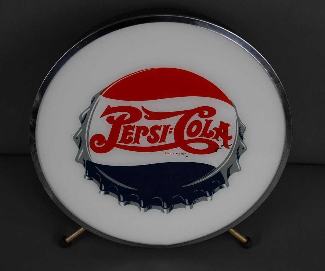 Pepsi-Cola w/Bottle Cap Lighted Sign (1 of 3)