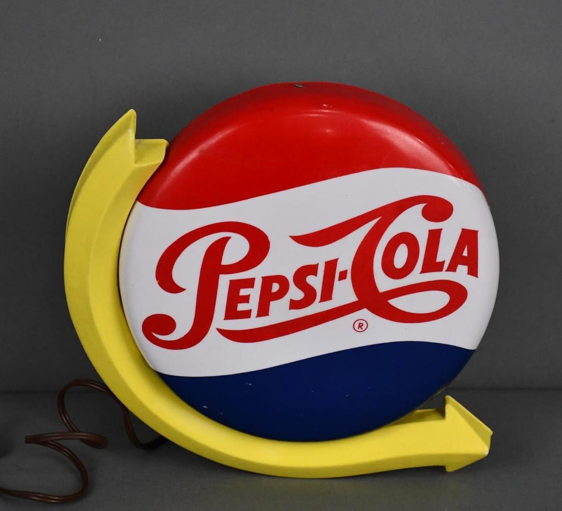 Pepsi-Cola Lighted Plastic Sign w/Arrow (1 of 3)