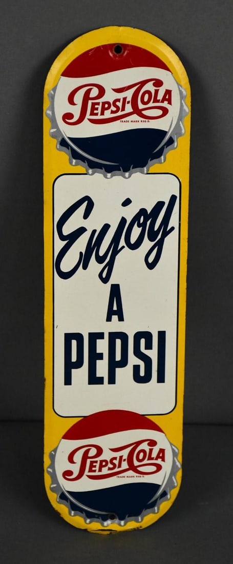 Pepsi-Cola "Enjoy A Pepsi" Metal Door Push Sign (TAC) (1 of 4)