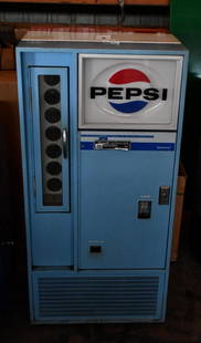 Vendorlator Model #56 Coin-Operated Vending Machine: rated 8, 53"x26"x23", the paint has good color, has wear and fine scratches, do not know if it works.