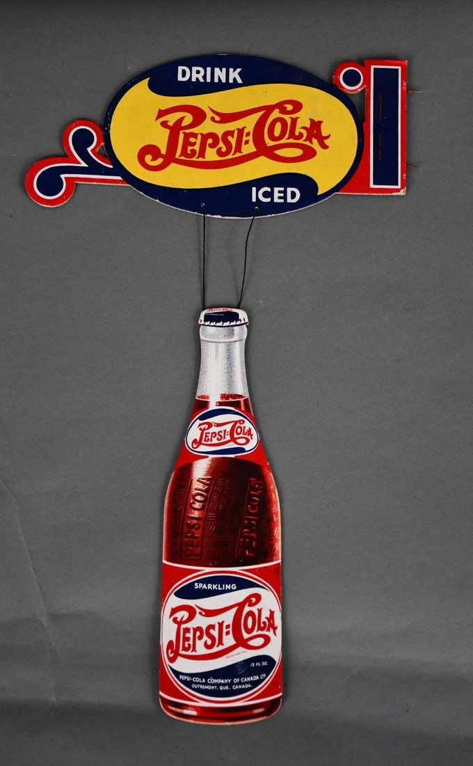 Drink Pepsi:Cola Iced w/Hanging Bottle Cardboard Sign (1 of 5)