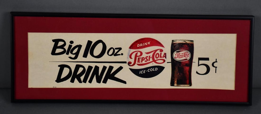 Drink Pepsi-Cola "Big 10oz. Drink" Paper Sign (1 of 3)