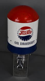 Pepsi:Cola Fountain Syrup Dispenser: rated 8, 20"T., has good color and shine, has some wear.