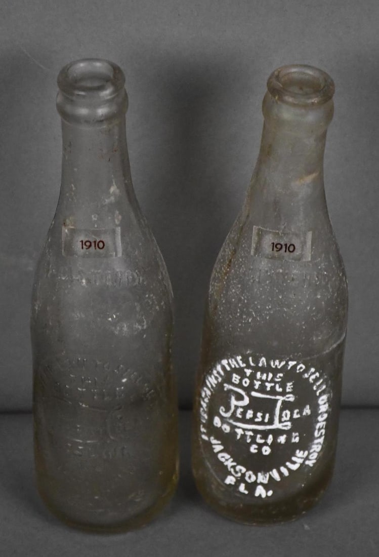 2-1910 Embossed Pepsi=Cola Bottles Jacksonville, Fla. Clear (1 of 4)