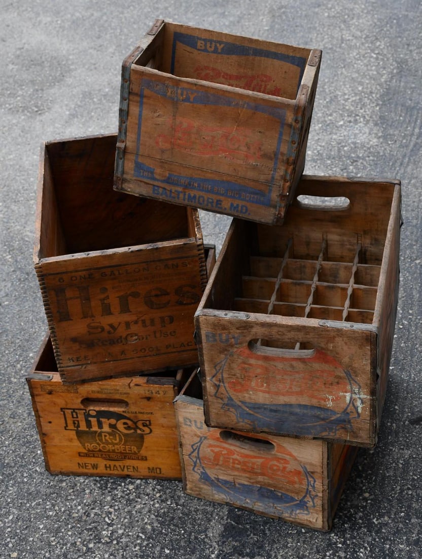 5-Wood Soda Crate Boxes, we will not ship this lot (1 of 3)
