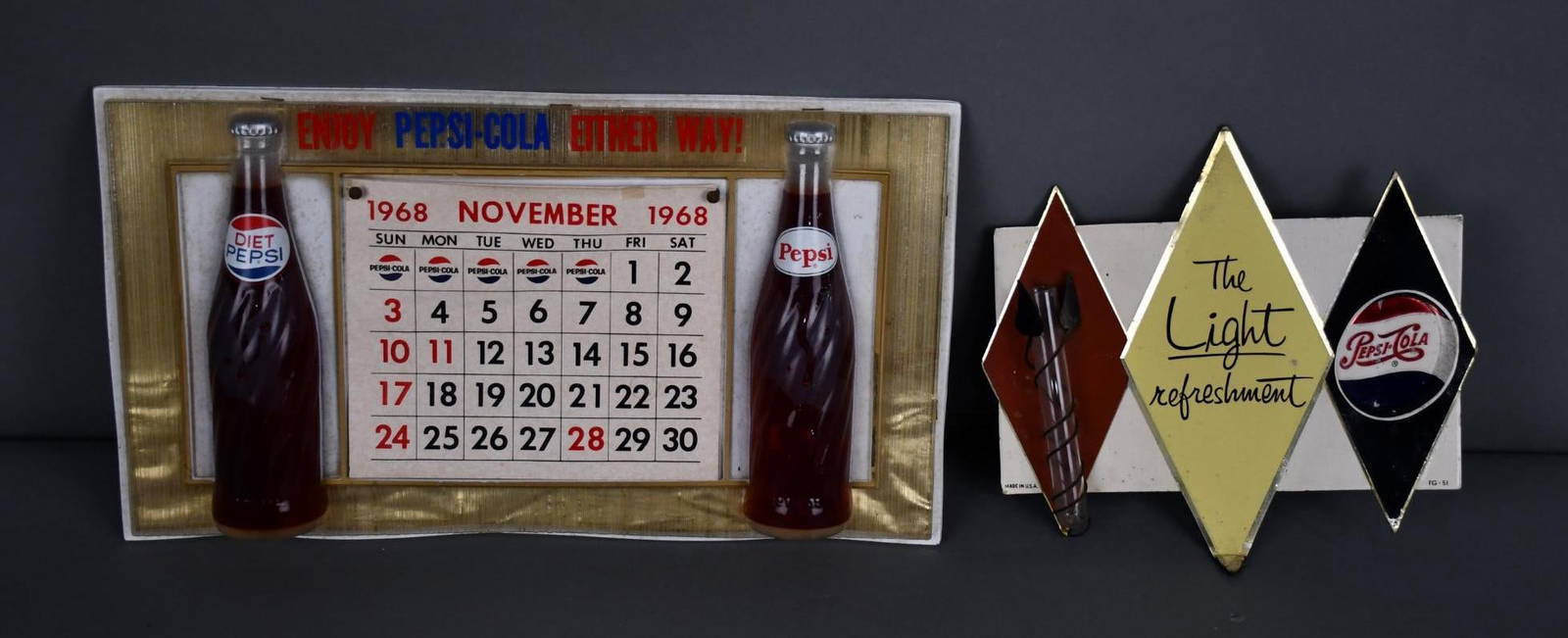 Enjoy Pepsicola Either Way Plastic Calendar Auction