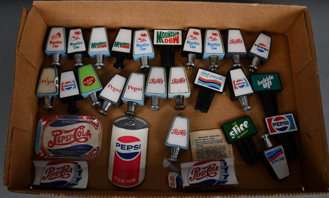 20+ Dispenser Tap Handles Mountain Dew & Pepsi Auction