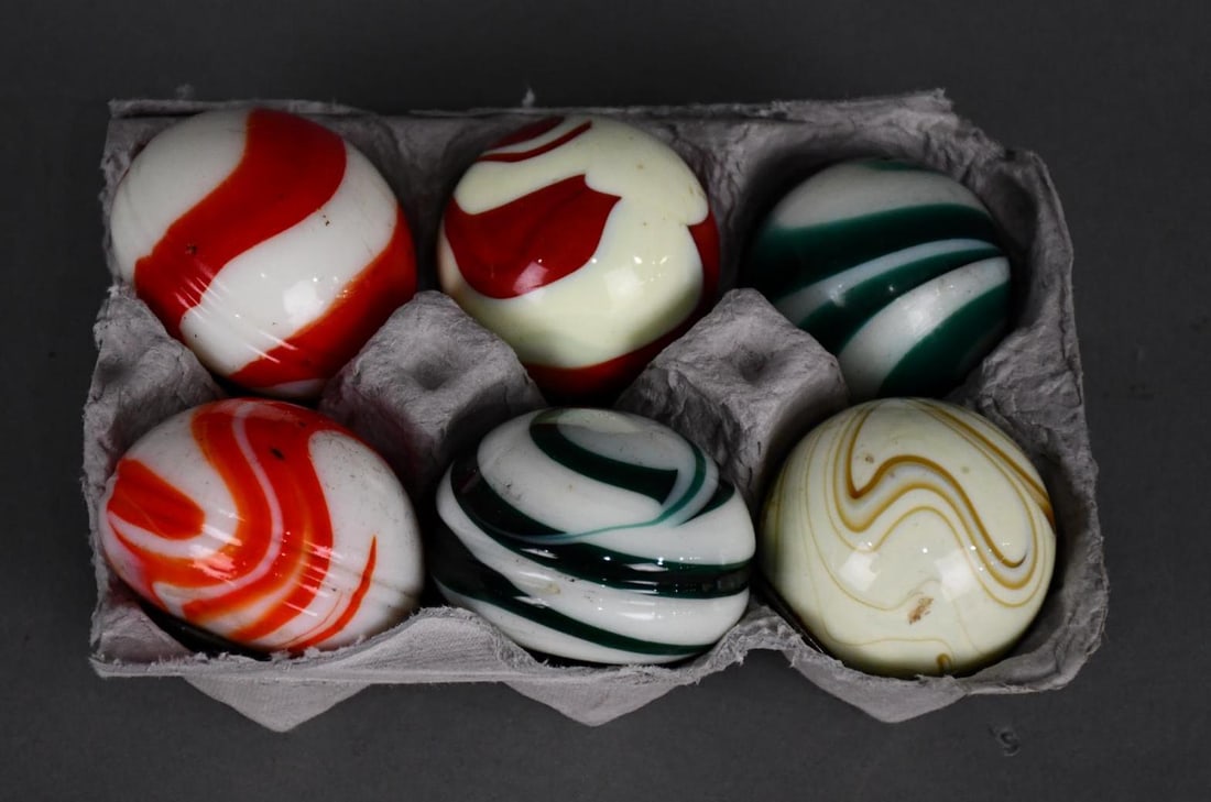 6-Swirl Glass Gear Shifter Knobs: all in good condition, one is missing an insert