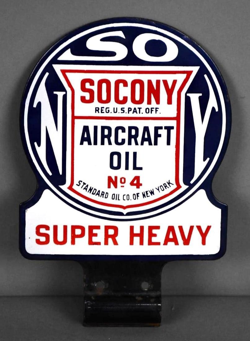 Socony Aircraft Oil No. 4 Super Heavy Porcelain Lubster Paddle Sign (1 of 4)