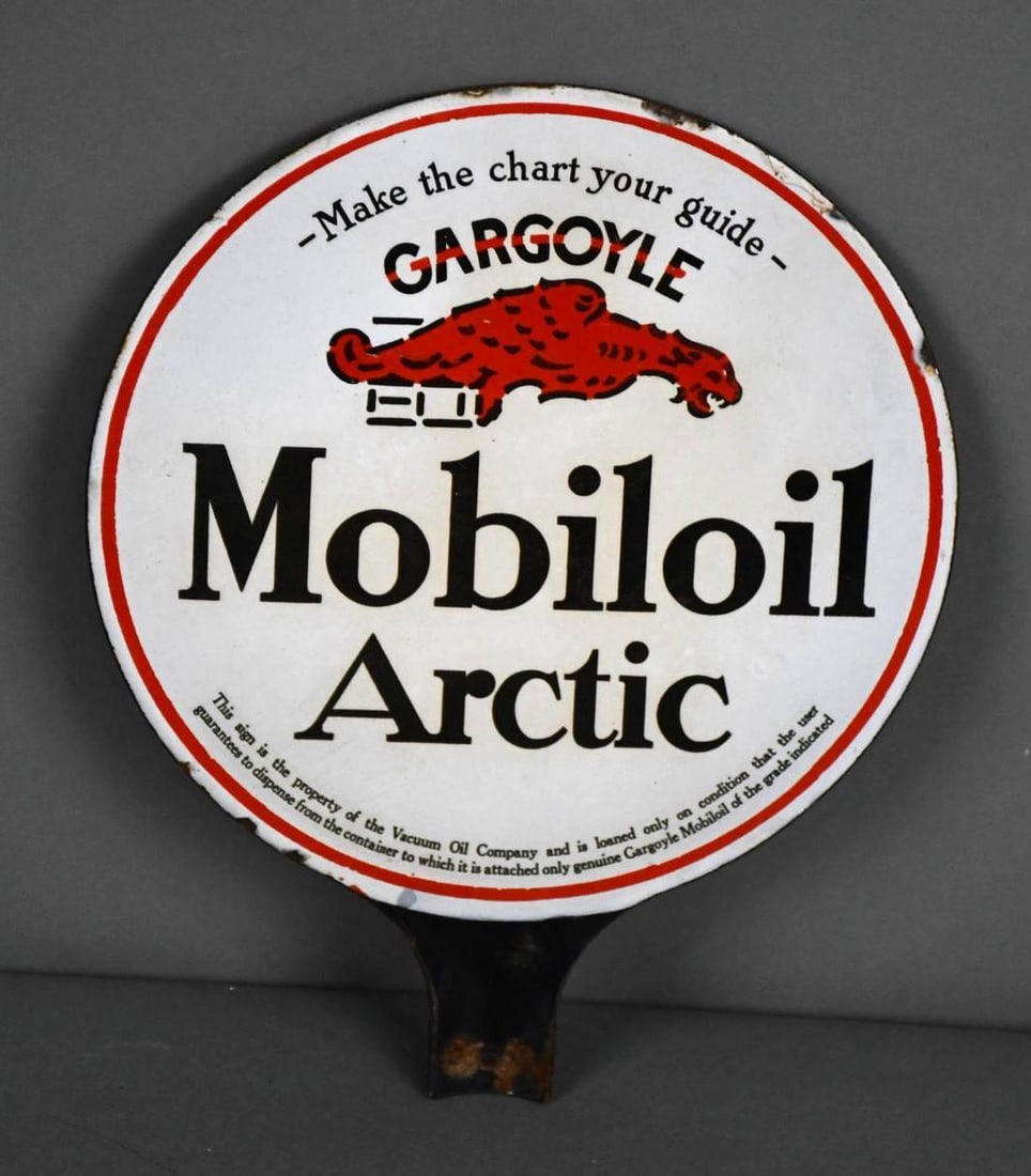 Mobiloil Arctic w/Gargoyle Porcelain Lubster Paddle Sign (1 of 3)