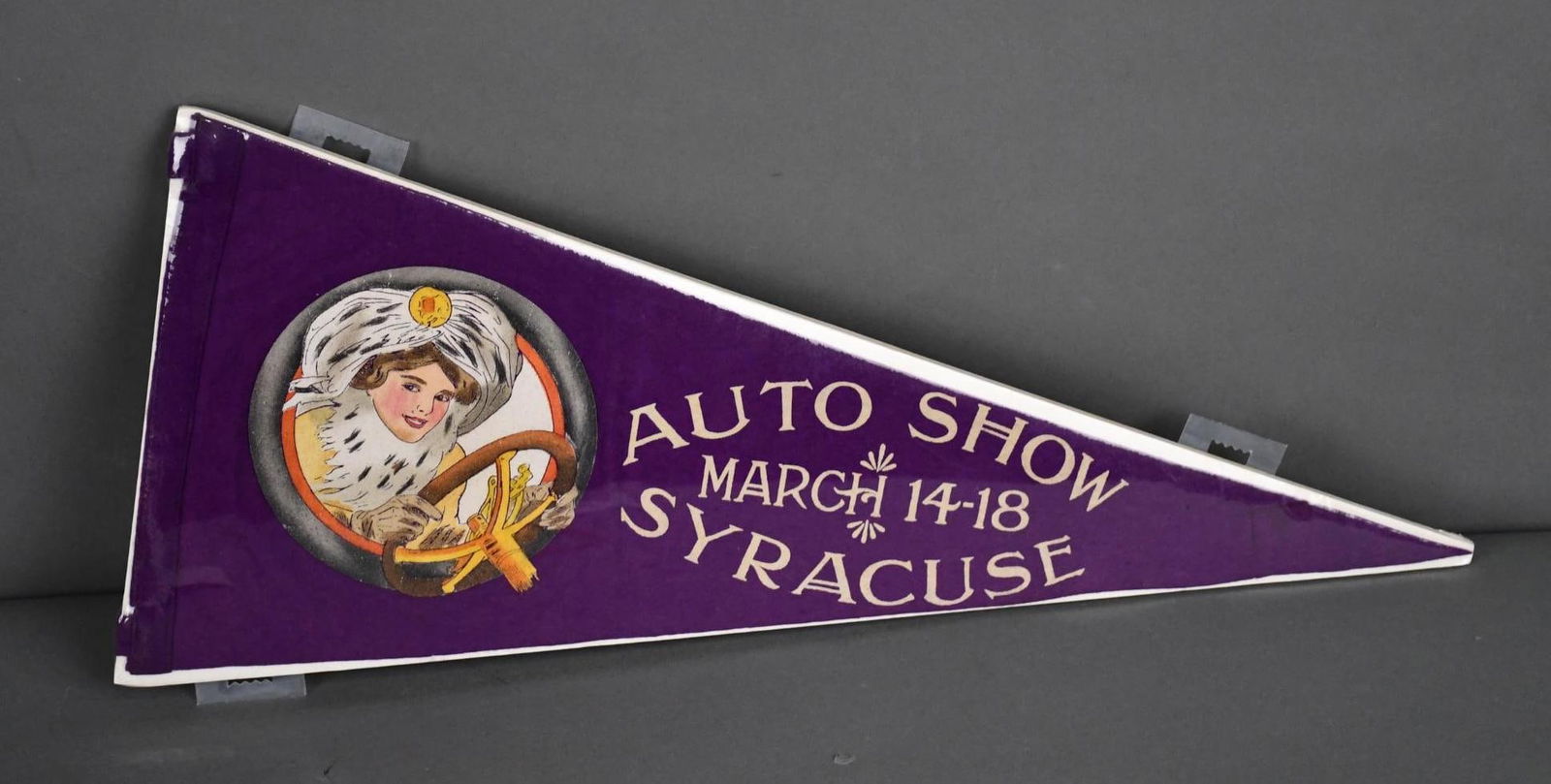 Syracuse Auto Show w/Lady Driver Felt Pennant (1 of 4)