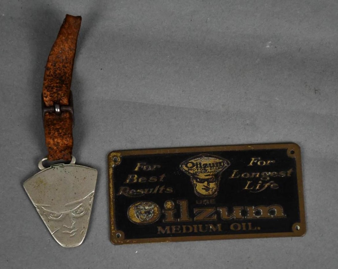 Oilzum Brass Tag "Medium Oil" & a trimmed Watch Fob (1 of 2)