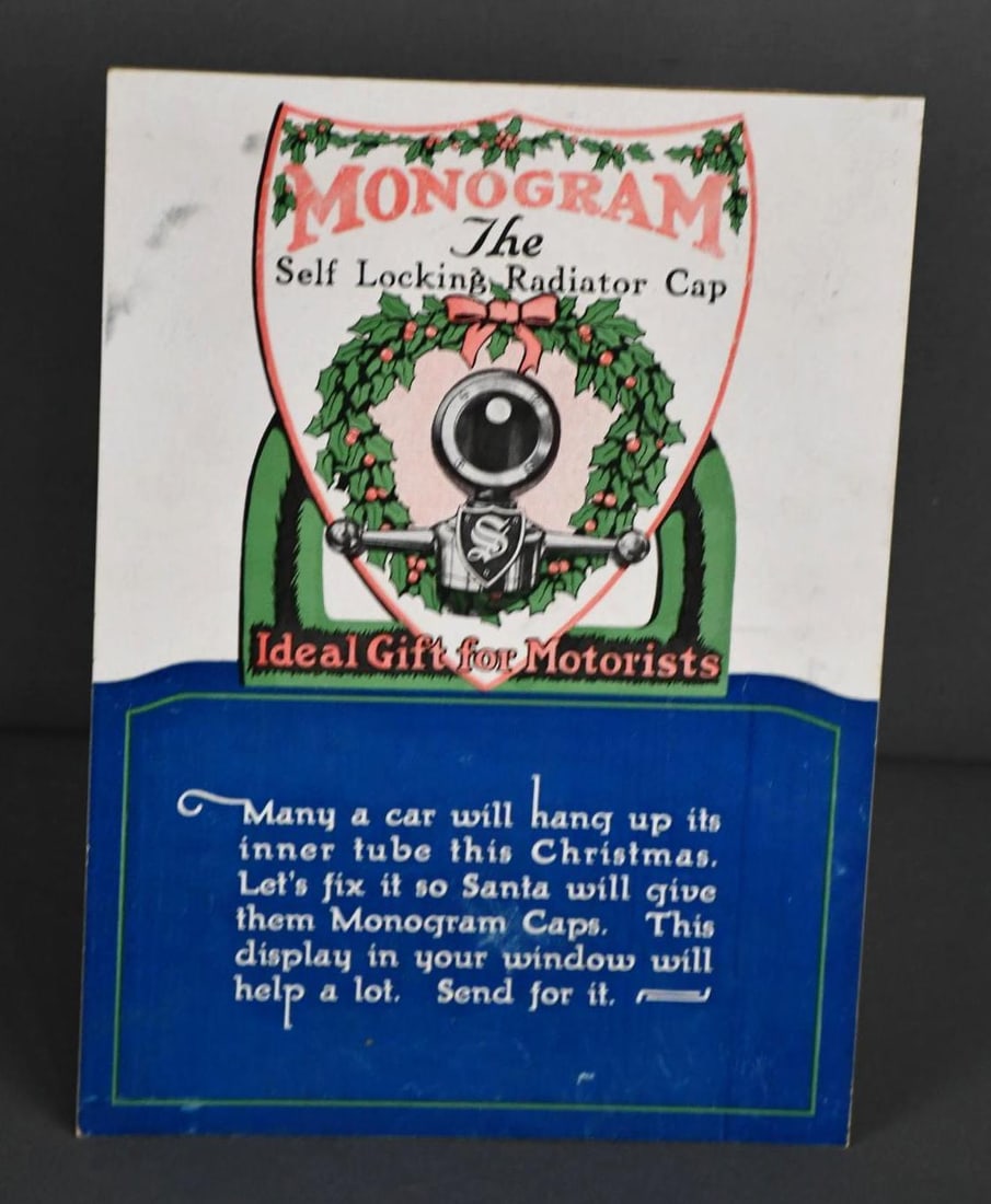 Monogram "The Self Locking Radiator Cap" Cardboard Easel Back Sign (1 of 4)