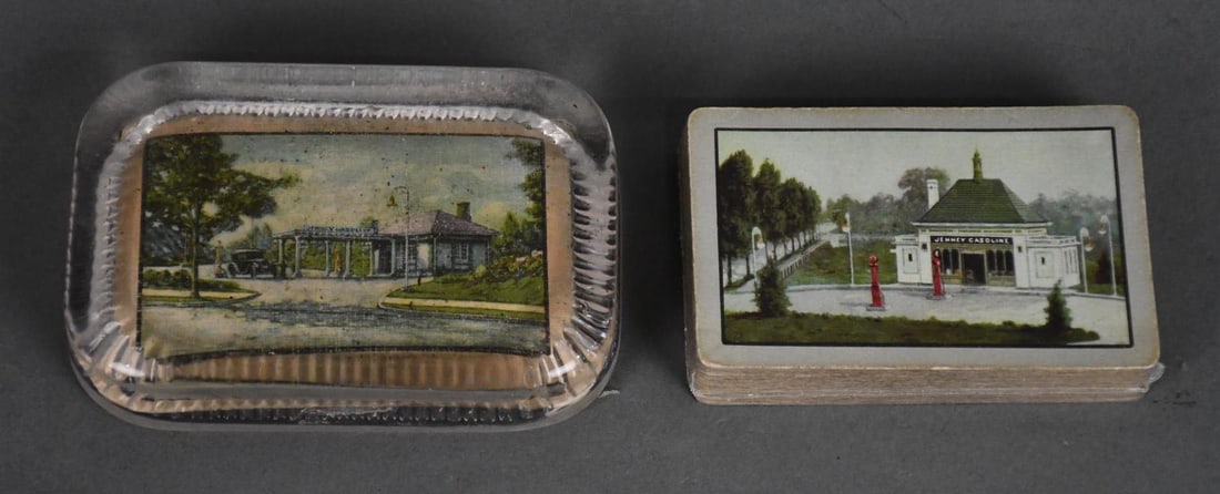 Jenny Petroleum Products Playing Cards & More: cards are shrink wrapped, paper weight has a playing card in it.