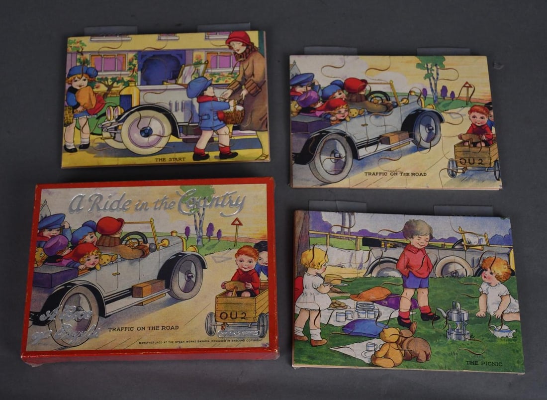 A Ride in the Country Puzzle Set NIB: rated 8.75, 5.5"x7.5", all have very good condition, all are shrink wrapped for display.