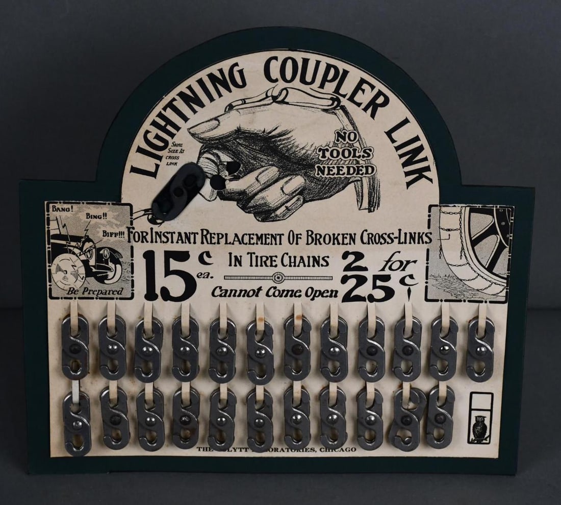 Lightning Coupler Link Cardboard Point of Sale Sign: rated 8.5, 11.5"x12", Bob attached the display to a cardboard easel back.