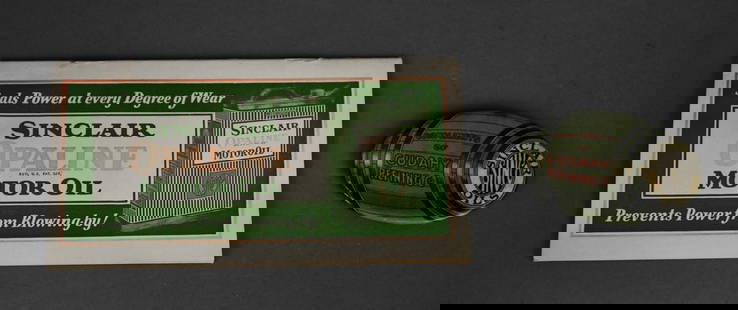 Sinclair Oils Sinco Celluloid Pocket Mirror and Booklet: pocket mirror has small spot at top edge, booklet is good.