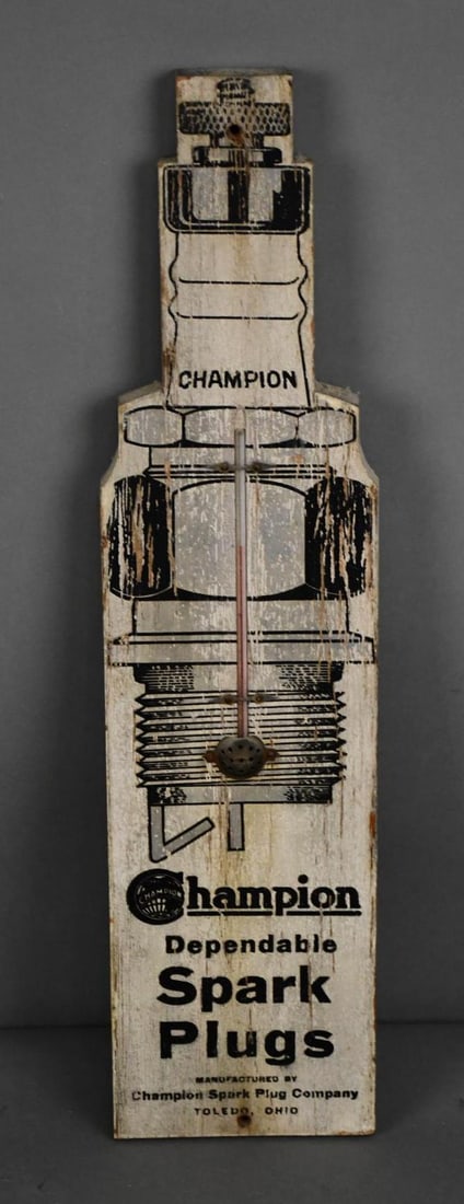 Champion Dependable Spark Plugs Wood Thermometer (1 of 4)