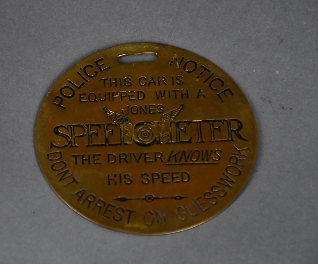 Police Notice This Car is Equipped with a Jones Speedometer Brass Tag (1 of 2)