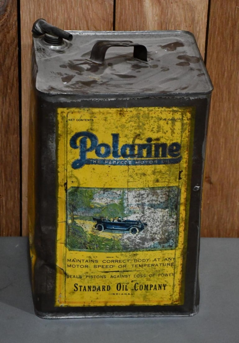Standard Oil of Indiana Polarine Five Gallon Square Meal Can (1 of 4)