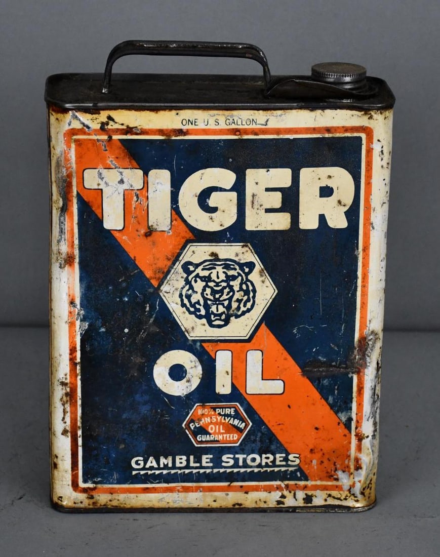 Tiger Oil w/Logo One Gallon Flat Metal Can (1 of 4)
