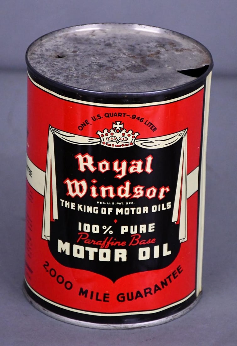Royal Windsor Motor Oil "The King of Motor Oils" One Quart Round Metal Can (1 of 3)