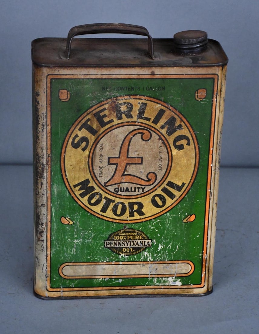 Sterling Motor Oil w/Logo One Gallon Flat Metal Can (1 of 4)
