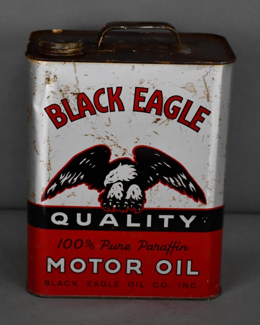 Black Eagle Motor Oil w/Logo Two-Gallon Metal Can (1 of 3)