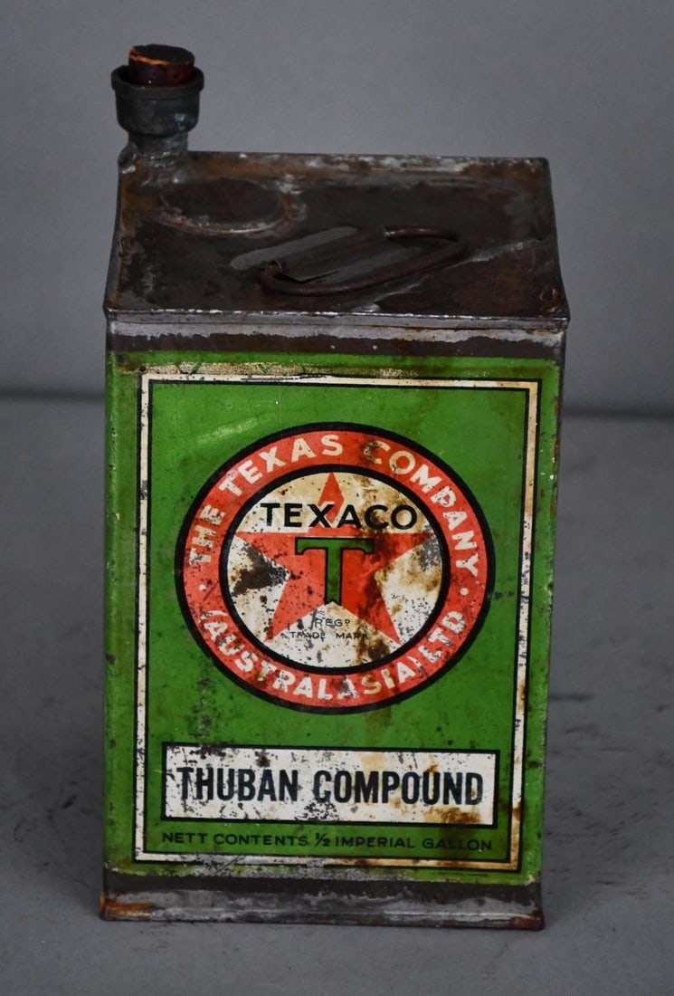 Texaco Australasia Thurban 1/2 Imperial Gallon Metal Can (1 of 3)