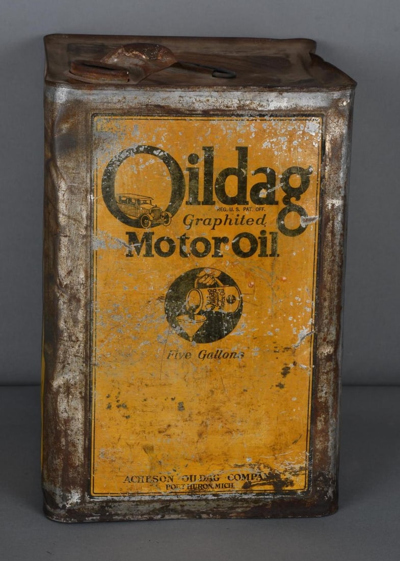 Oildag Graphited Motor Oil Five Gallon Square Metal Can (1 of 3)