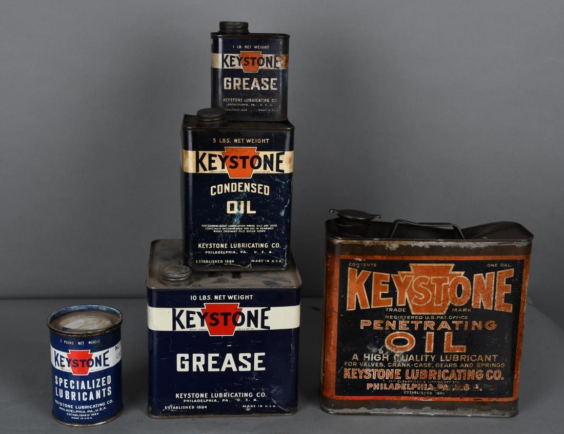 Lot of Keystone Grease & Oil Cans (1 of 5)