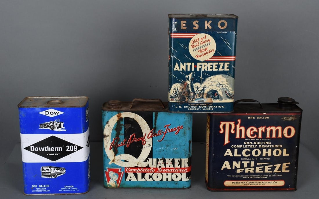 4-Anti-Freeze One Gallon Metal Cans ESKO, Quaker, Thermo & Dow (1 of 3)