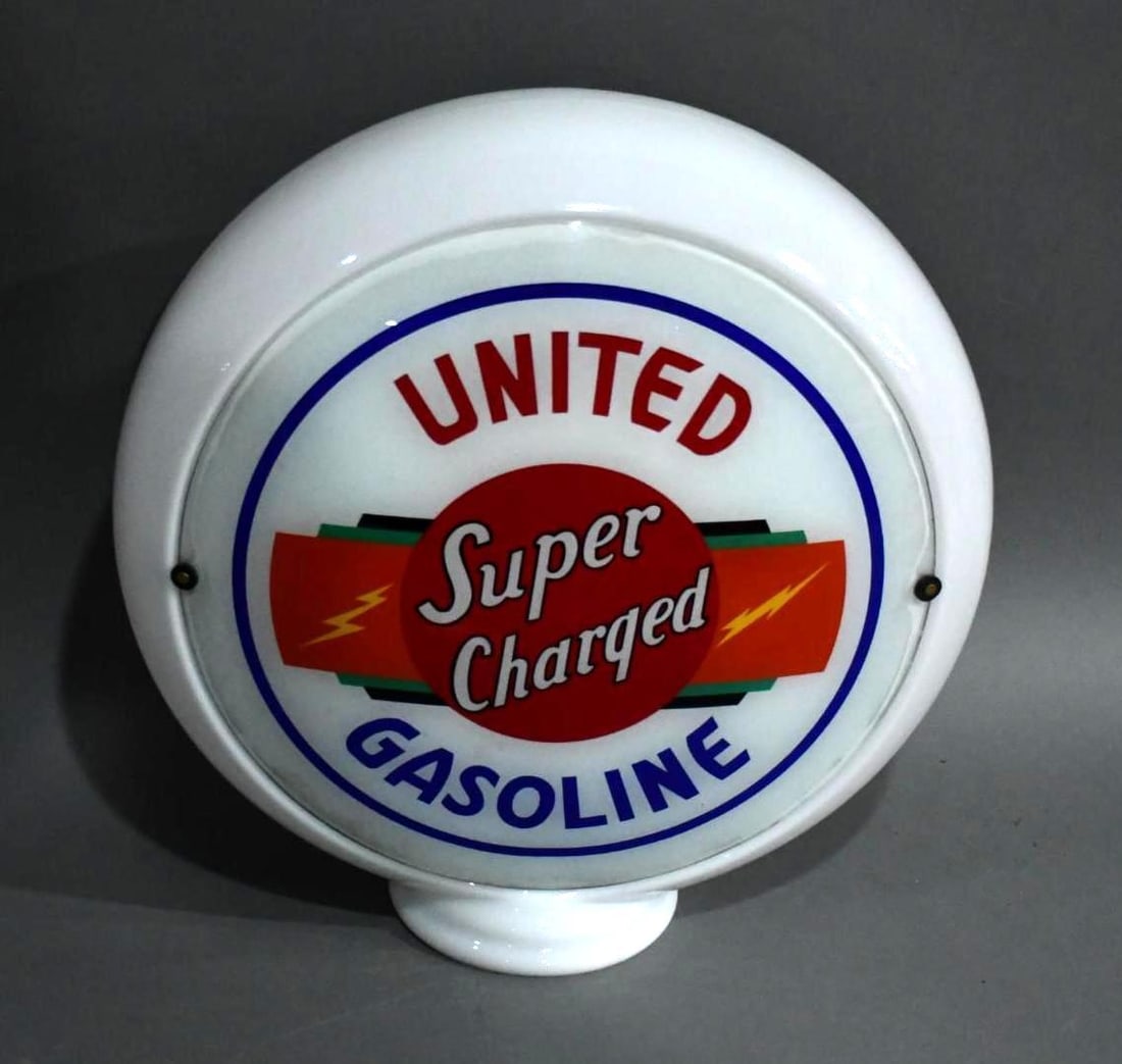 United Super Charged Gasoline w/Logo 13.5" Globe Lenses (1 of 7)