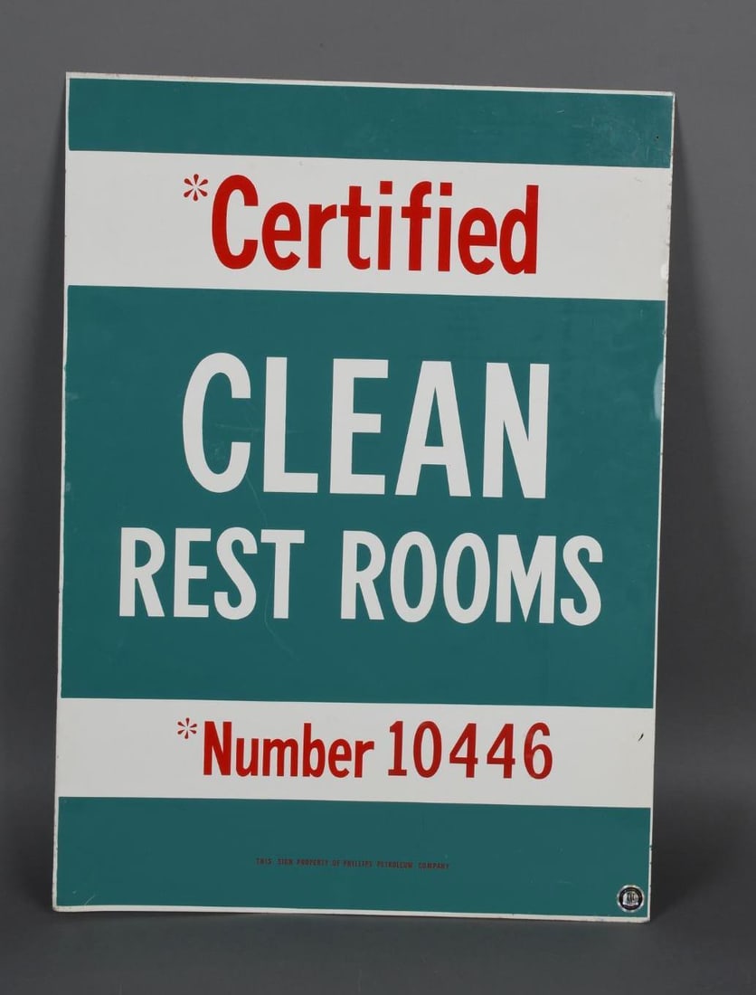 Phillips Certified Clean Rest Roams Metal Sign (TAC): rated 8.5, 28"x20", DST sign has good color and shine, has light wear. TAC #044335