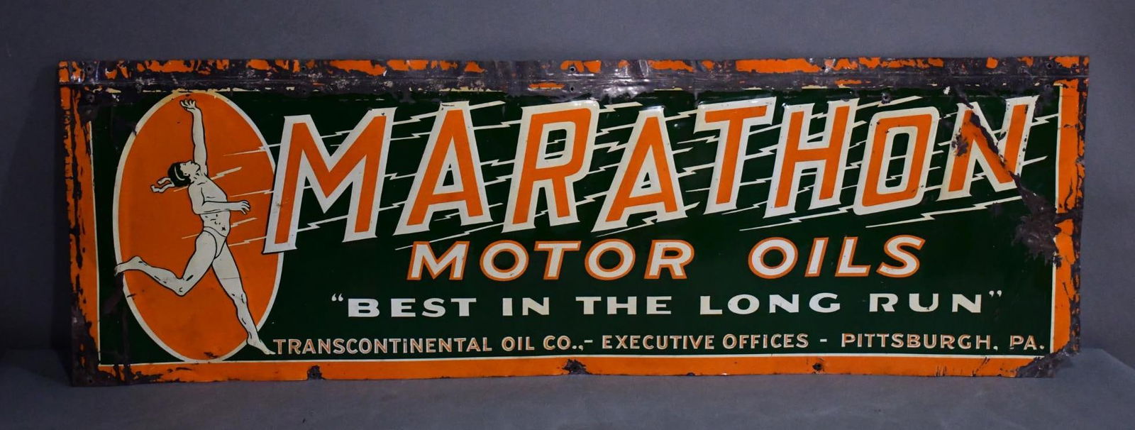 Marathon Motor Oil w/Running Man Logo Metal Sign (TAC) (1 of 5)
